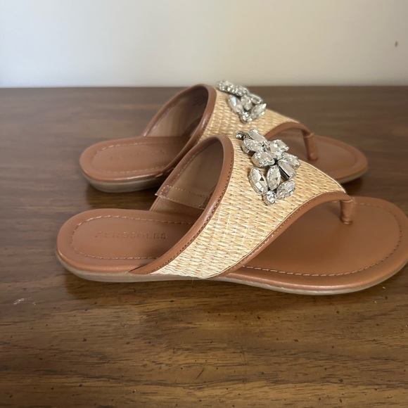 Aerosoles Elegant Tan Sandals with Crystal Embellishments - Picture 2 of 6